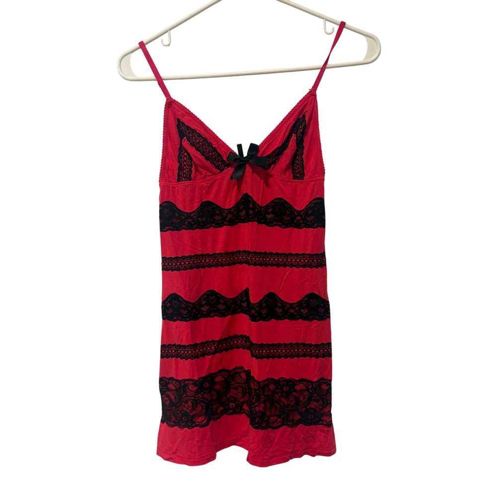 Victoria's Secret Pink Y2K Babydoll Lingerie Black Tank Lace Bow Sleepwear Small